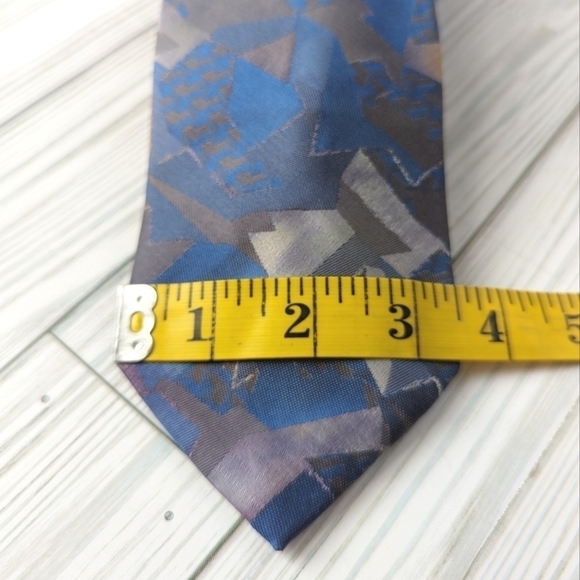 Oscar de la Renta Vintage Abstract Tie in Blue and Gray Multi - Picture 9 of 9